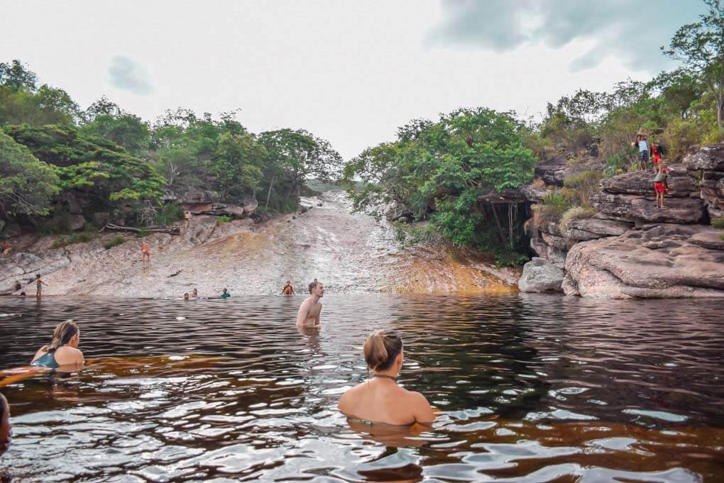 Bailey relaxes at Ribeirão do Meio in Chapada Diamantina National Park, Brazil