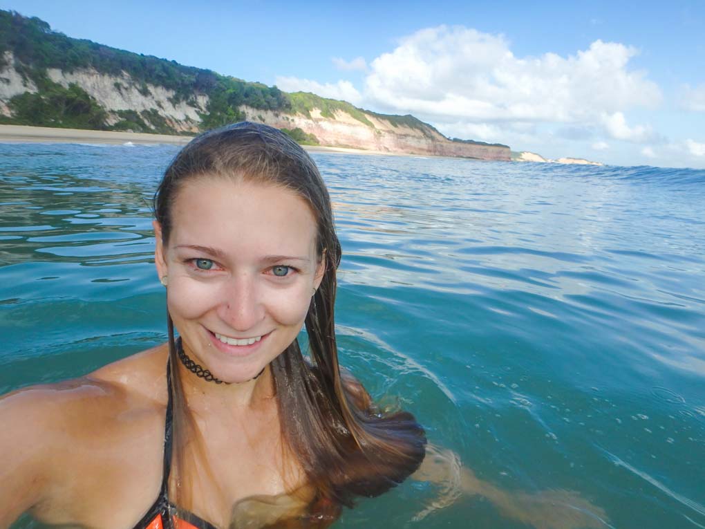 Bailey takes a selfie in Pipa, Brazil