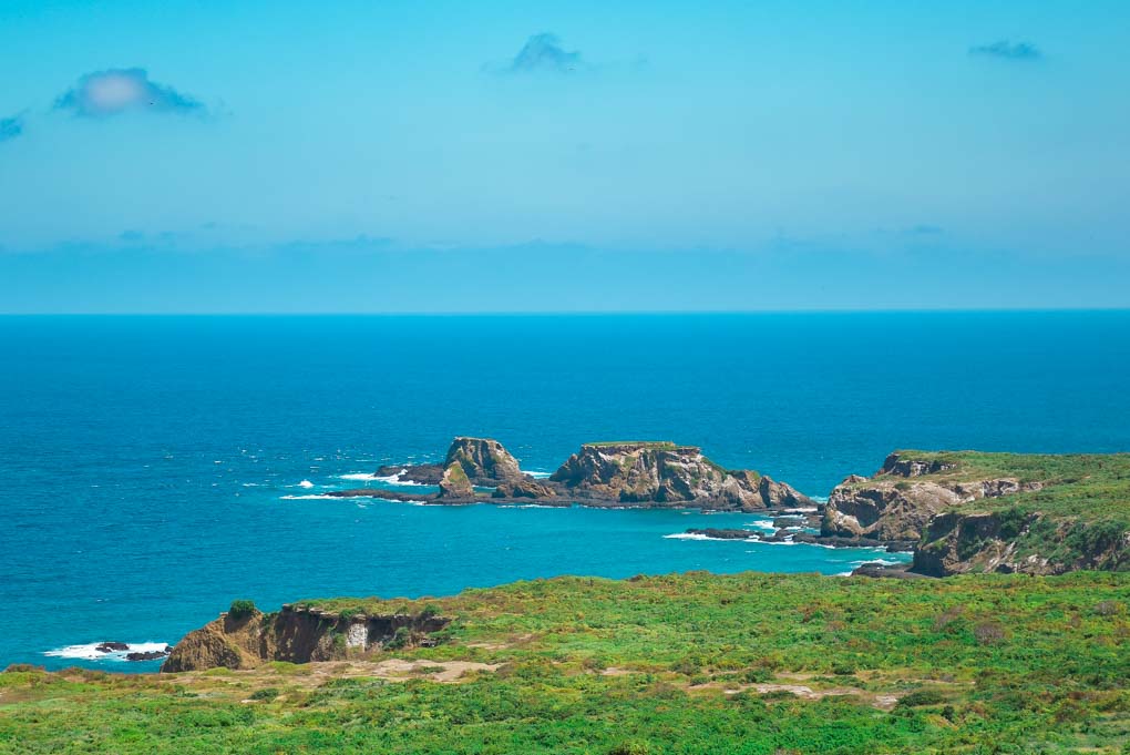 The coastline from a viewpoint on Isla de la Plata, Ecuador