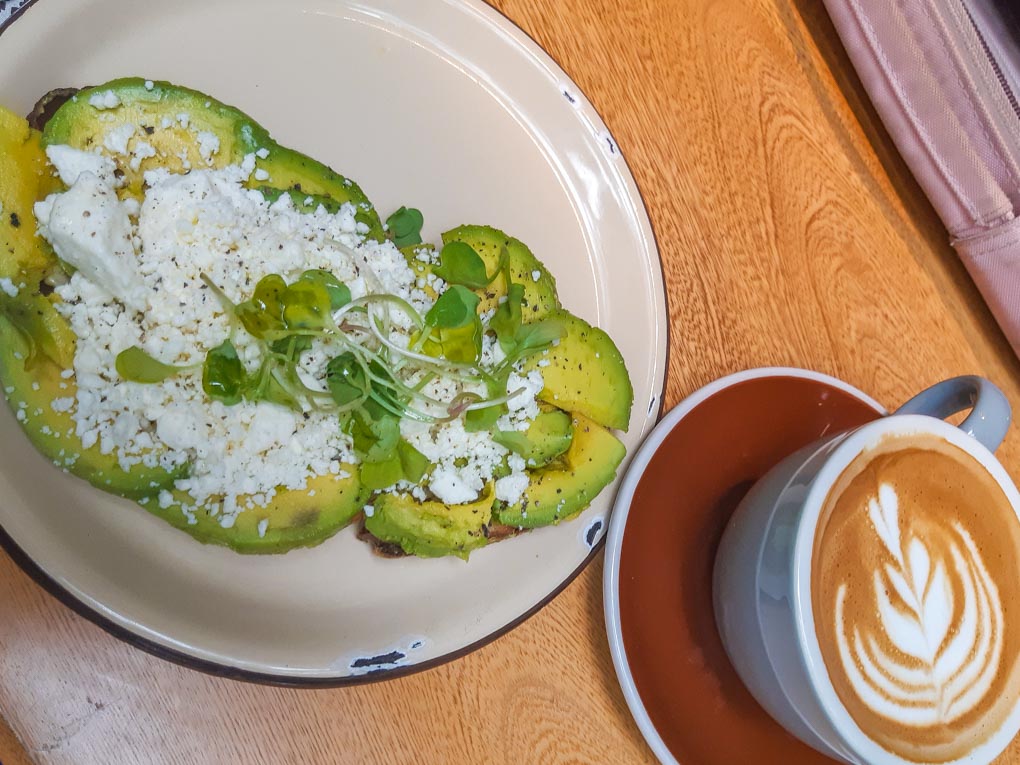 Avocado and feta at Pergamino Cafe