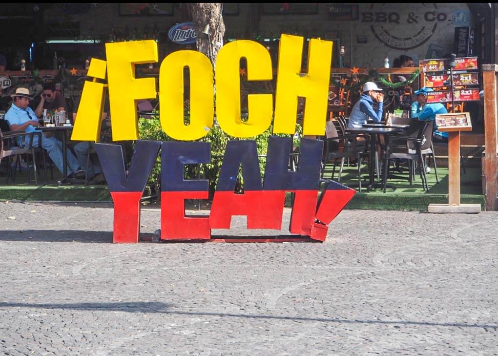 The Fotch Yeah sign in Plaza Fotch, Quito