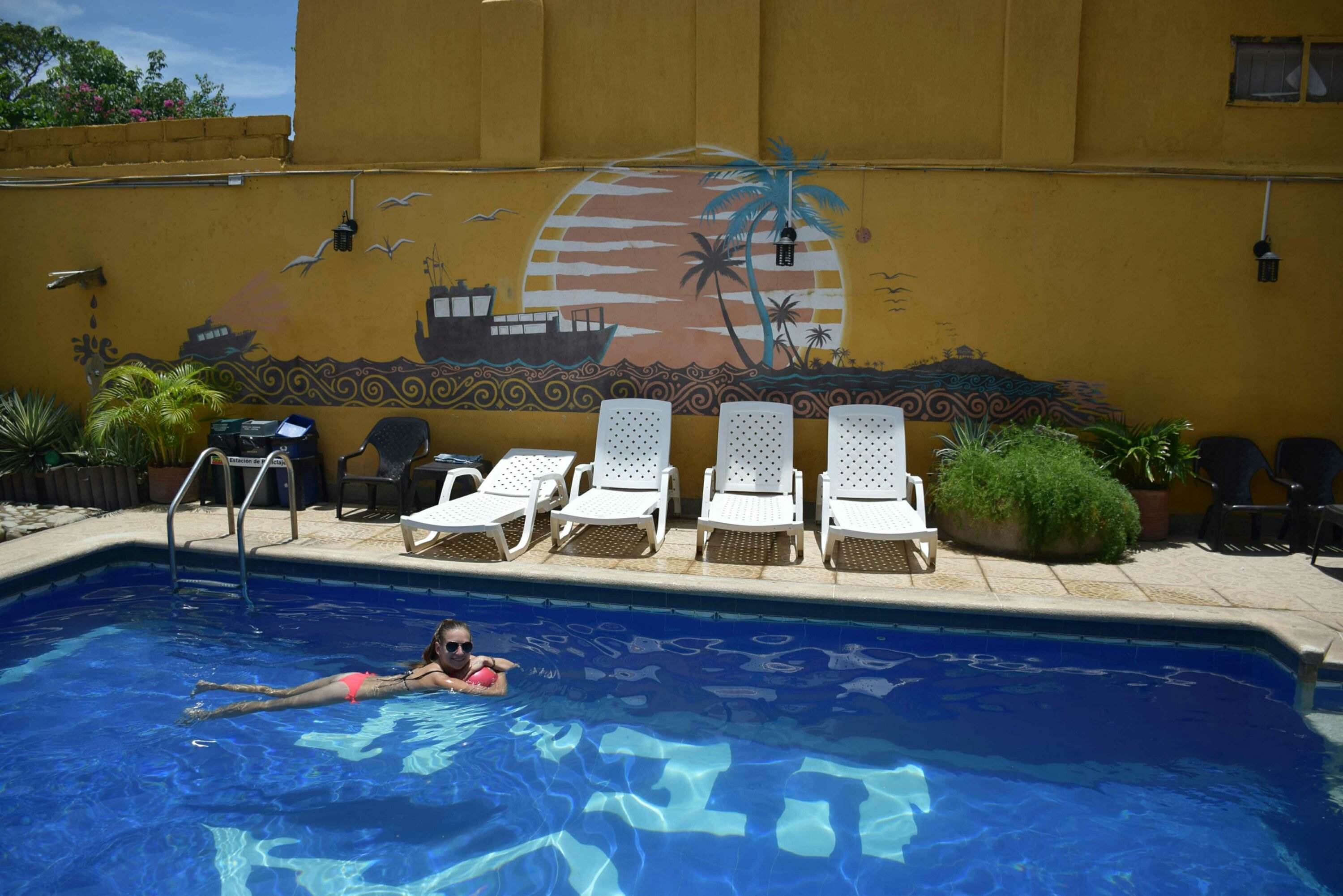 Taganga, Colombia has amazing hostels with pools