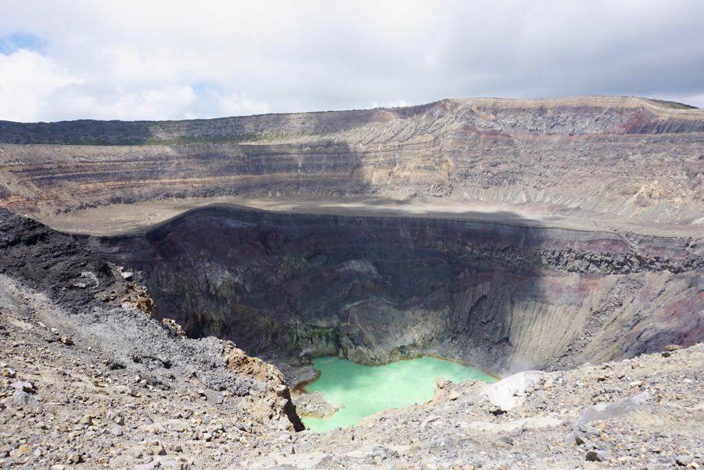 The volcanic center of the Santa Ana Volcano on a sunny day
