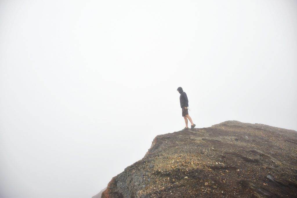 The top of the Santa Ana Volcano hike on a misty day