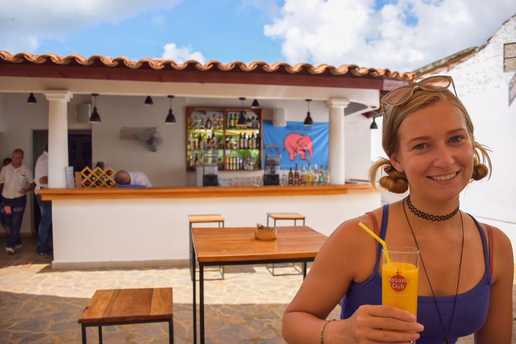 Bailey enjoying a cocktail in Vinales, Cuba