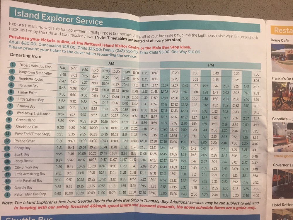 rottnest island day trip bus schedule