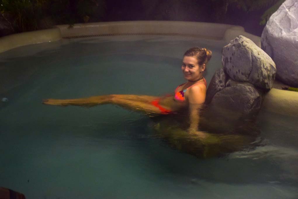 Bailey relaxing in the Hot pools