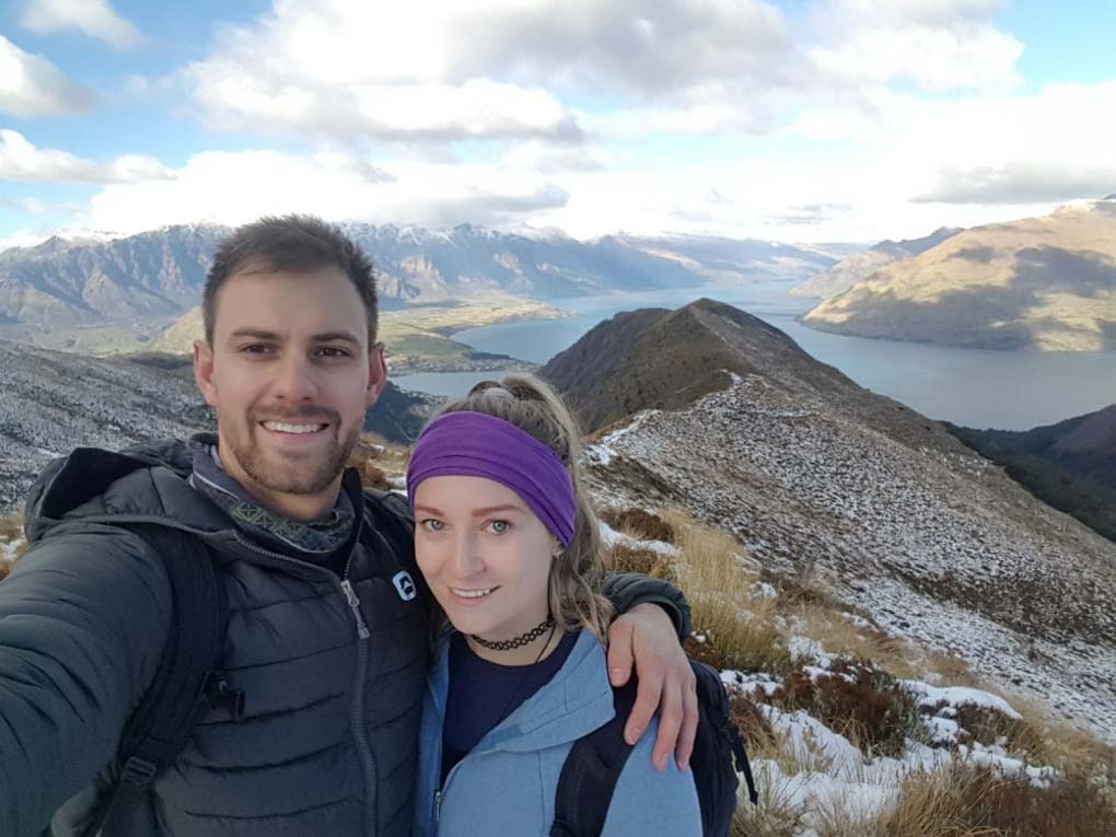 Daniel and Bailey at te summit of Be Lomond Mountain in Queenstown