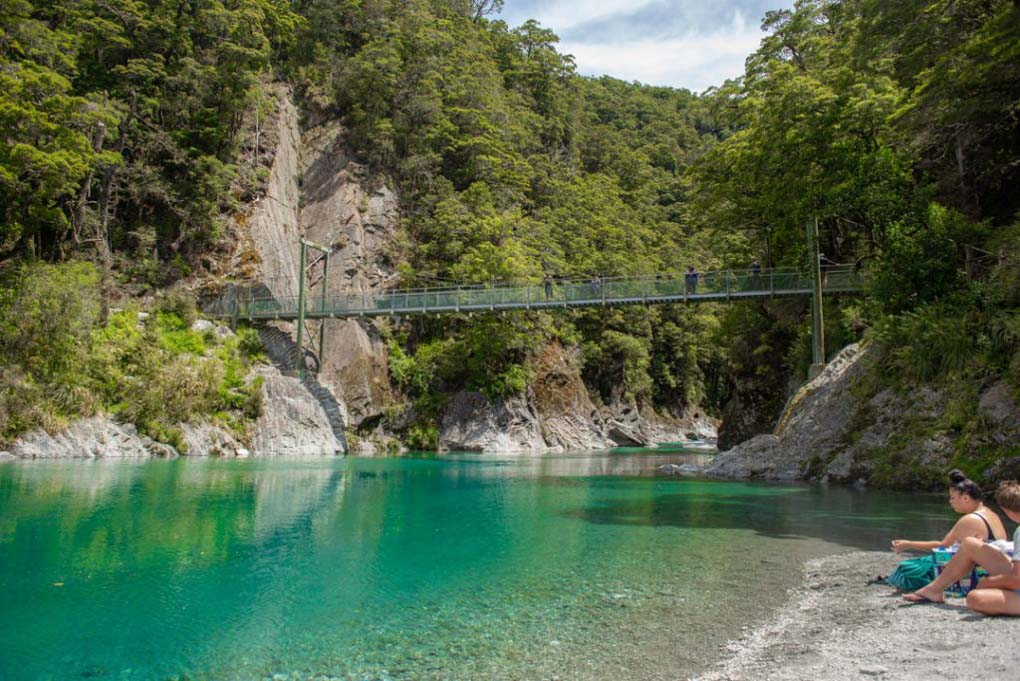 A view of the Blue pools from the beach