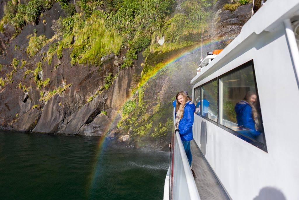 exploring milford sound on a boat
