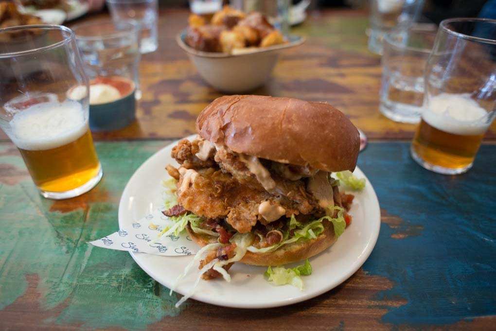 The burger at Slow Cuts in Arrowtown on our craft beer tour