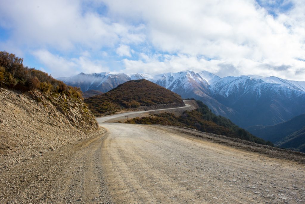 gravel road to mt hutt ski field in new zealand