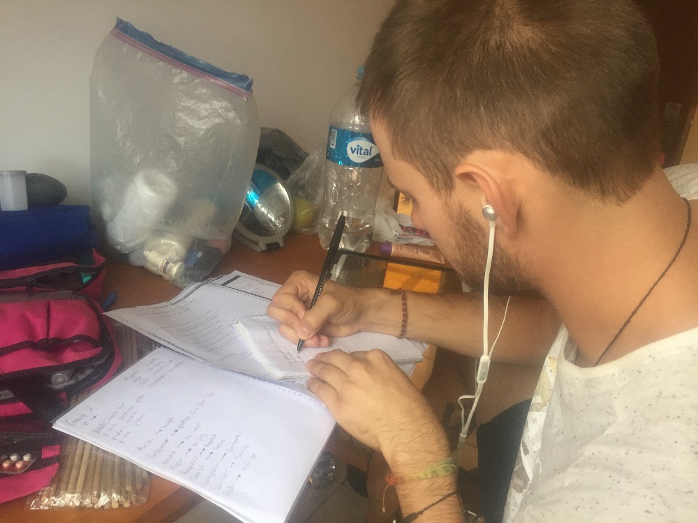 working on our travel blog