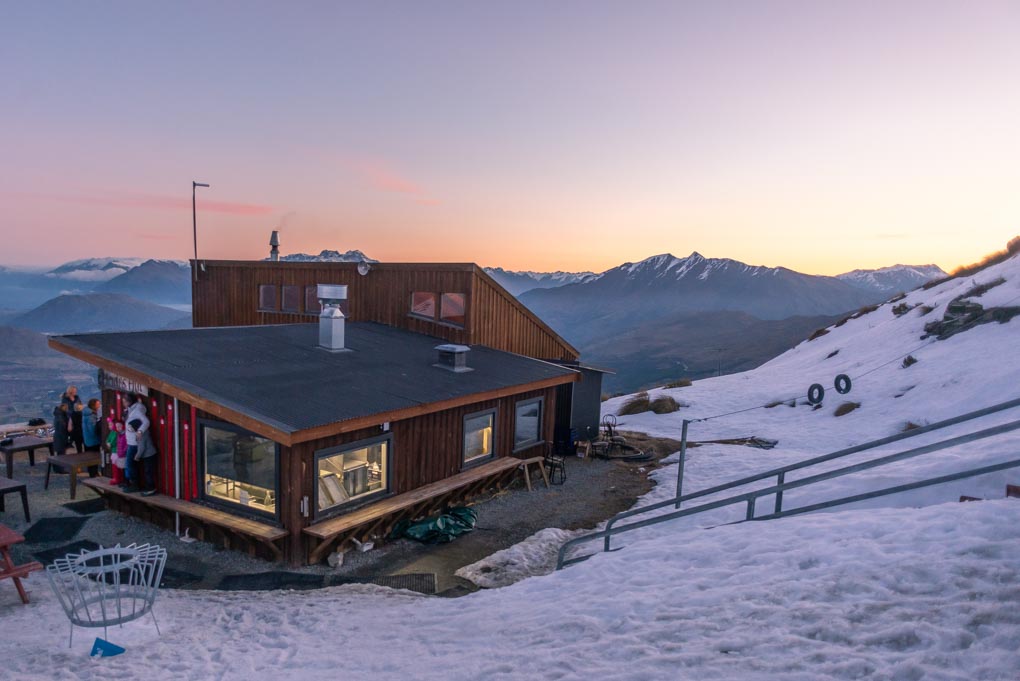 The view of Heidis Hut and the surounding Mountains on Coronet Peak, New Zealand