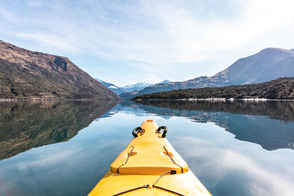 Kayaking on Lake Wanaka, New Zealand