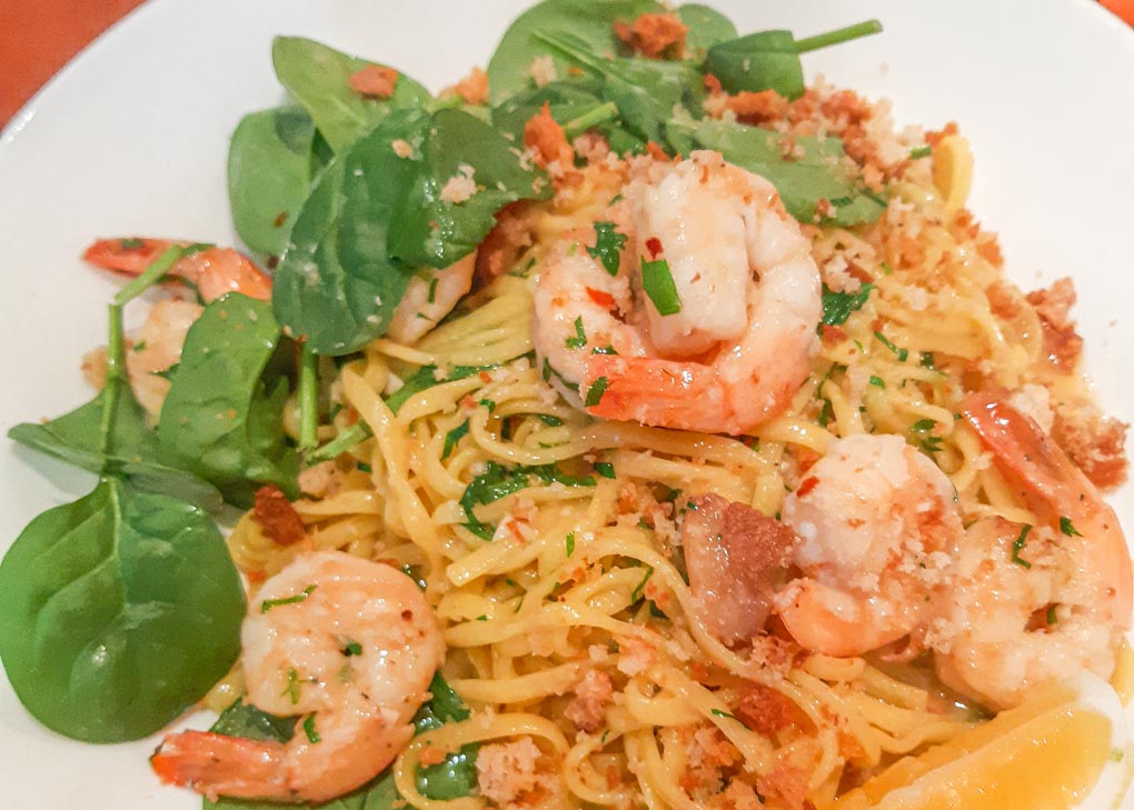 Prawn pasta at Farelli's Trattoria, Queenstown