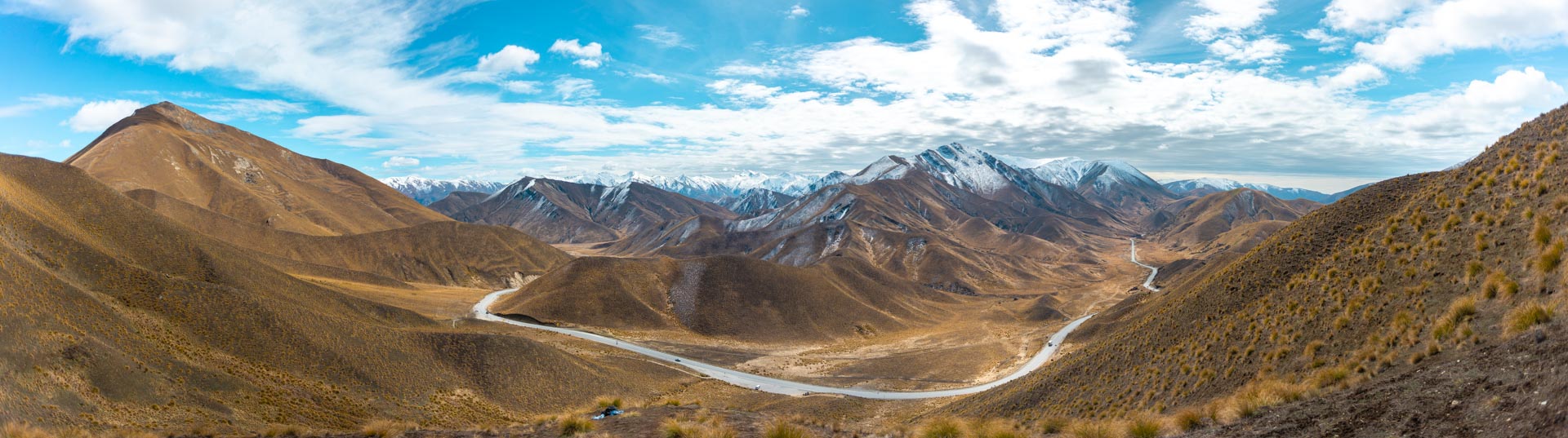 Panoramic photo from the top of the Lindis Pass Lookout