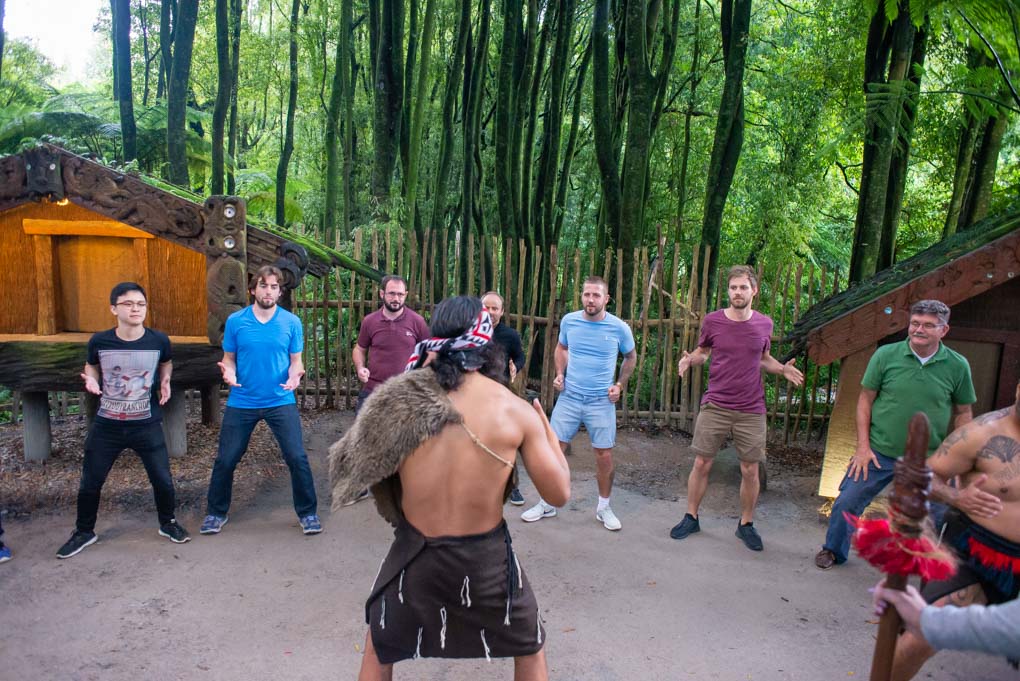 Learning the Haka at the Tamaki Maori Village in Rotorua