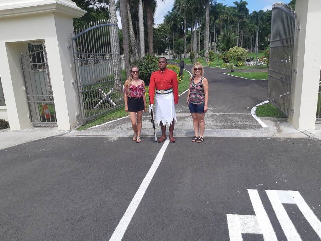 at the presidents house in fiji with the guard