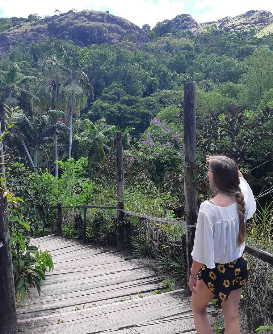 looking out at the mountain of the sleepng giant in fiji
