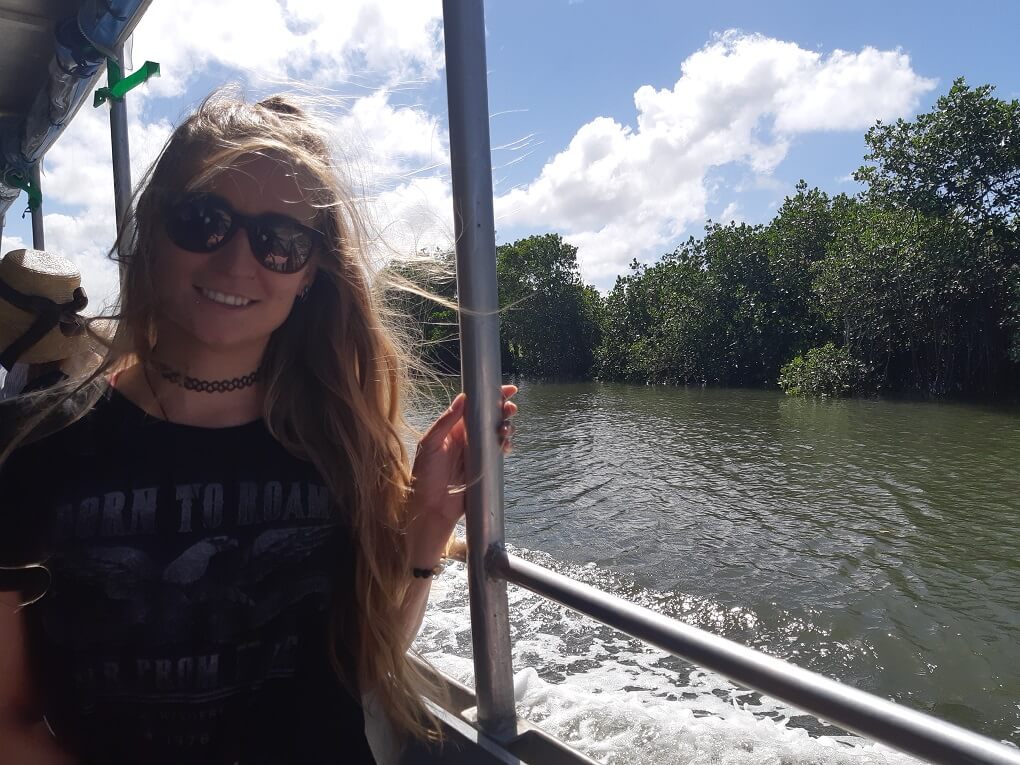 riding on a river cruise in Fiji