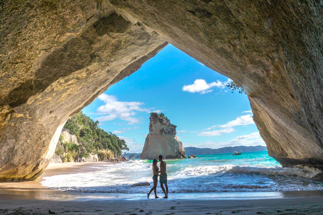 Cathedral cove is a stunning stop on a new Zealand road trip through the north island
