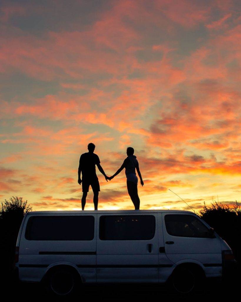 campervan at sunset