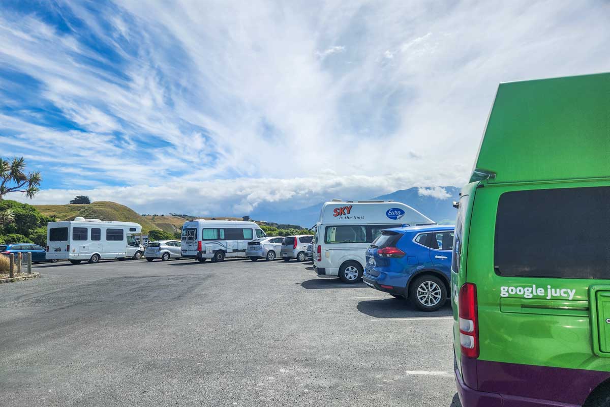 A campervan parke up at a freedom camping spot
