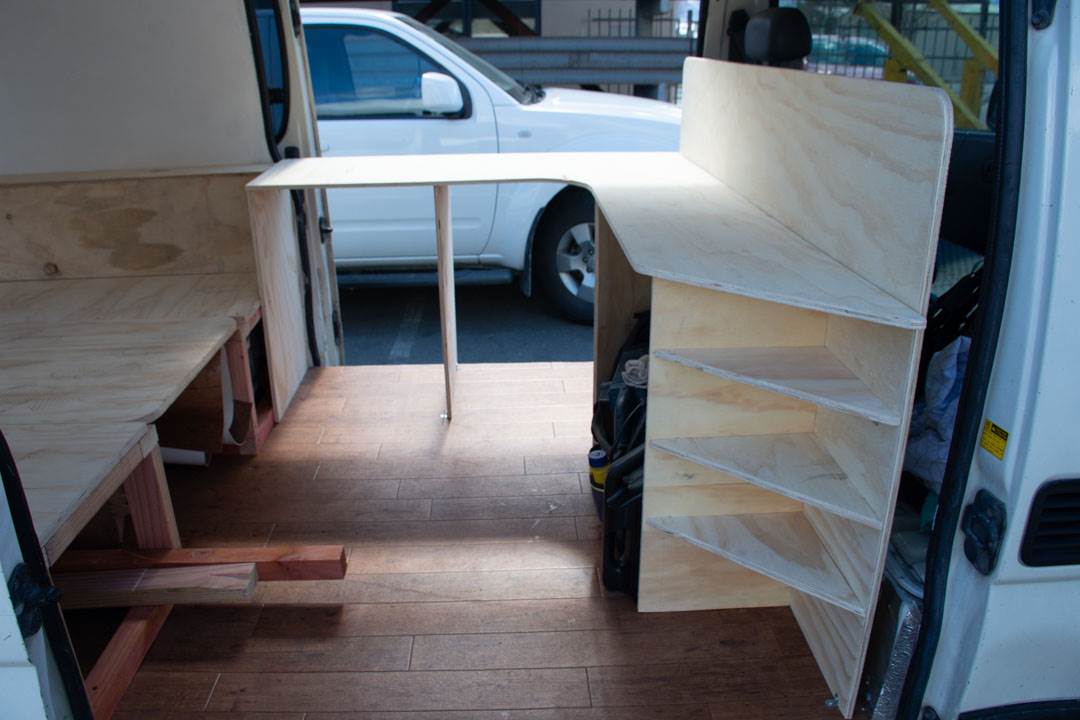 the kitchen in my campervan conversion