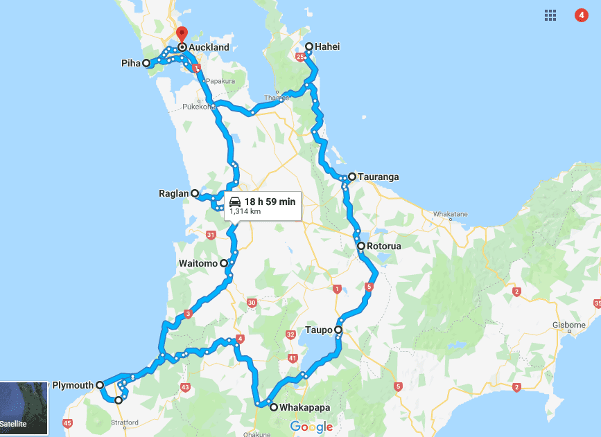 North island new Zealand road trip itinerary
