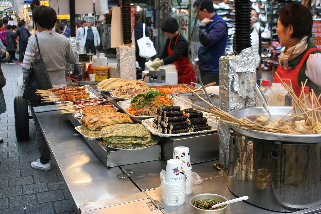 Food stalls in Myeong-dong
