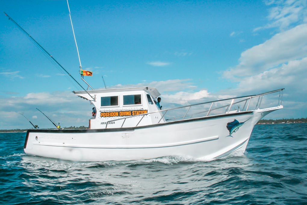deep sea fishing boat in Hikkaduwa, Sri Lanka