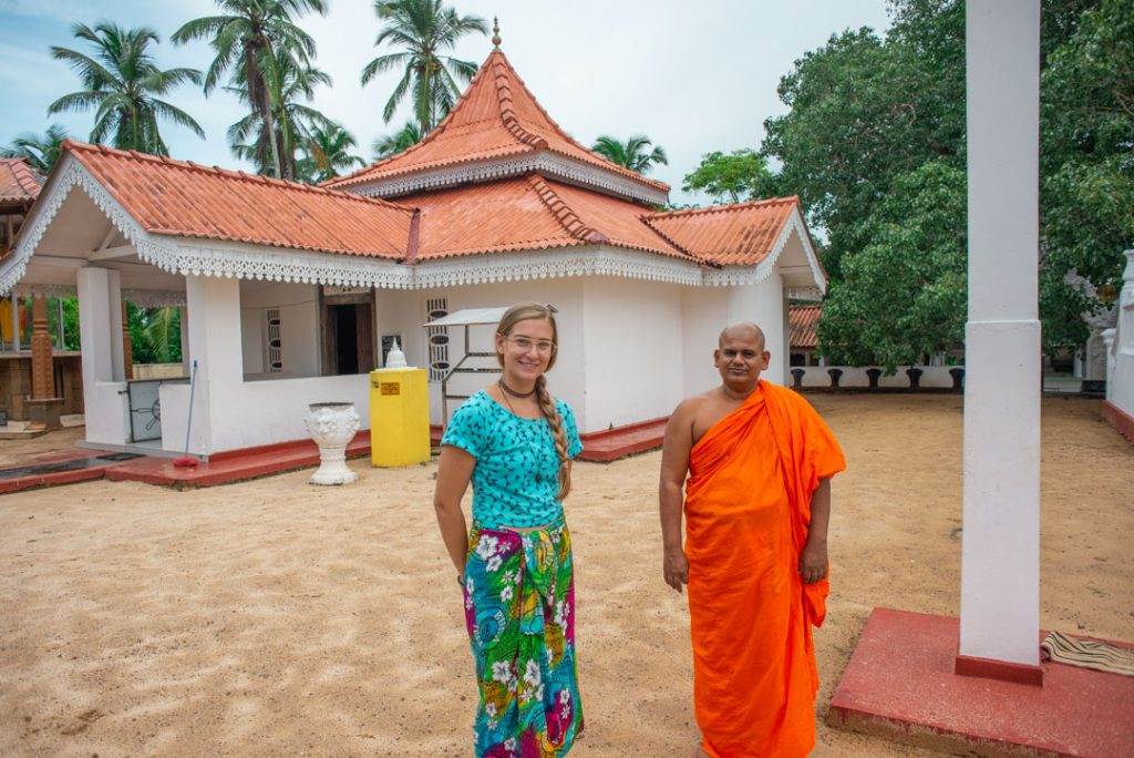 at the buddist monestary in hikkaduwa sri lanka