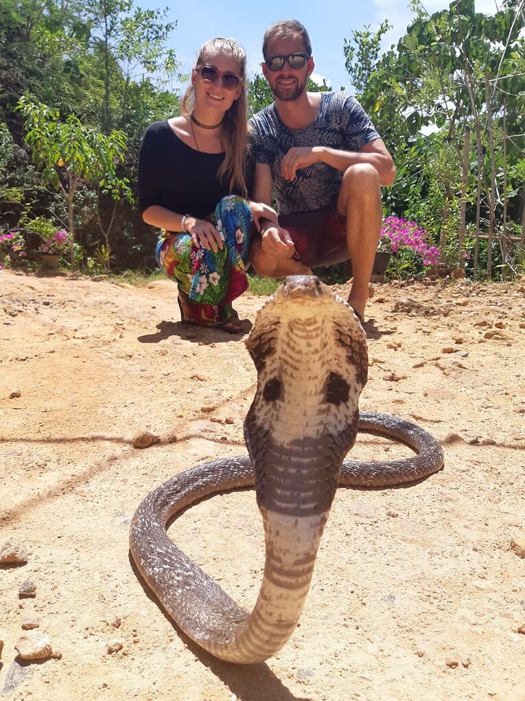 selfie at the snake farm in mirissa sri lanka
