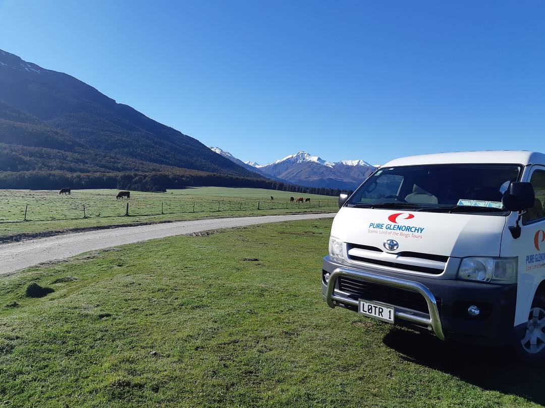 Our pure Glenorchy van on our Queenstown Lord of the Rings tour