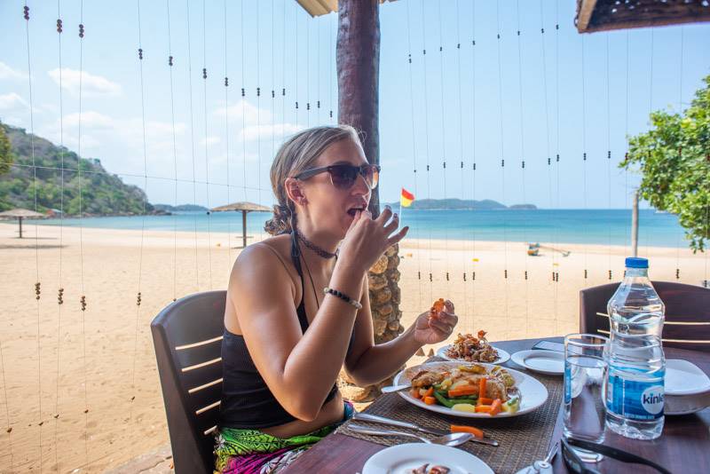 Eating seafood in Trincomalee