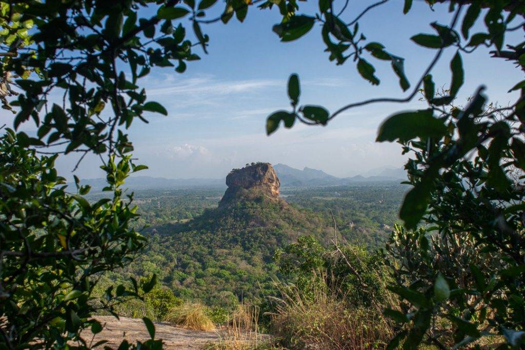 Sigiria rock or Lion Rock in the town of Sigiriya