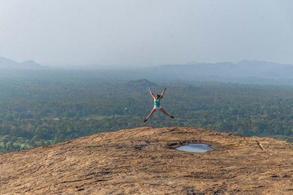 Enjoying the view from Pidurangala rock after hiking to the top