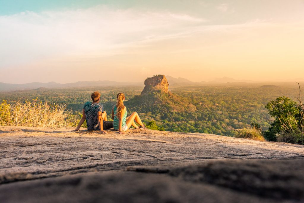 Watching a magical sunset over Sigiriya Rock from Pidurangala Rock