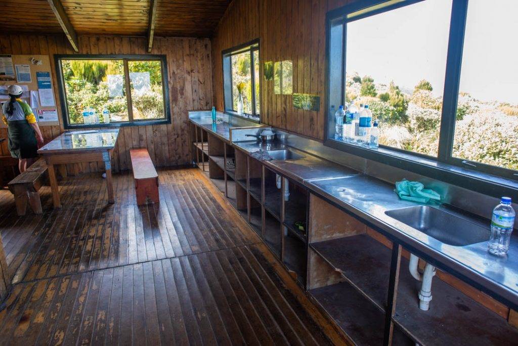 the kitchen in the Pouakai Hut, New Zealand
