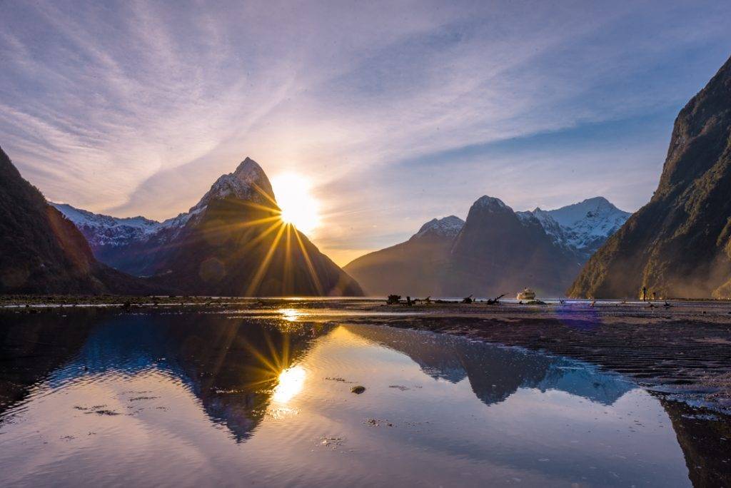 Milford sound sunset is a not miss place to visit on the south island of New Zealand