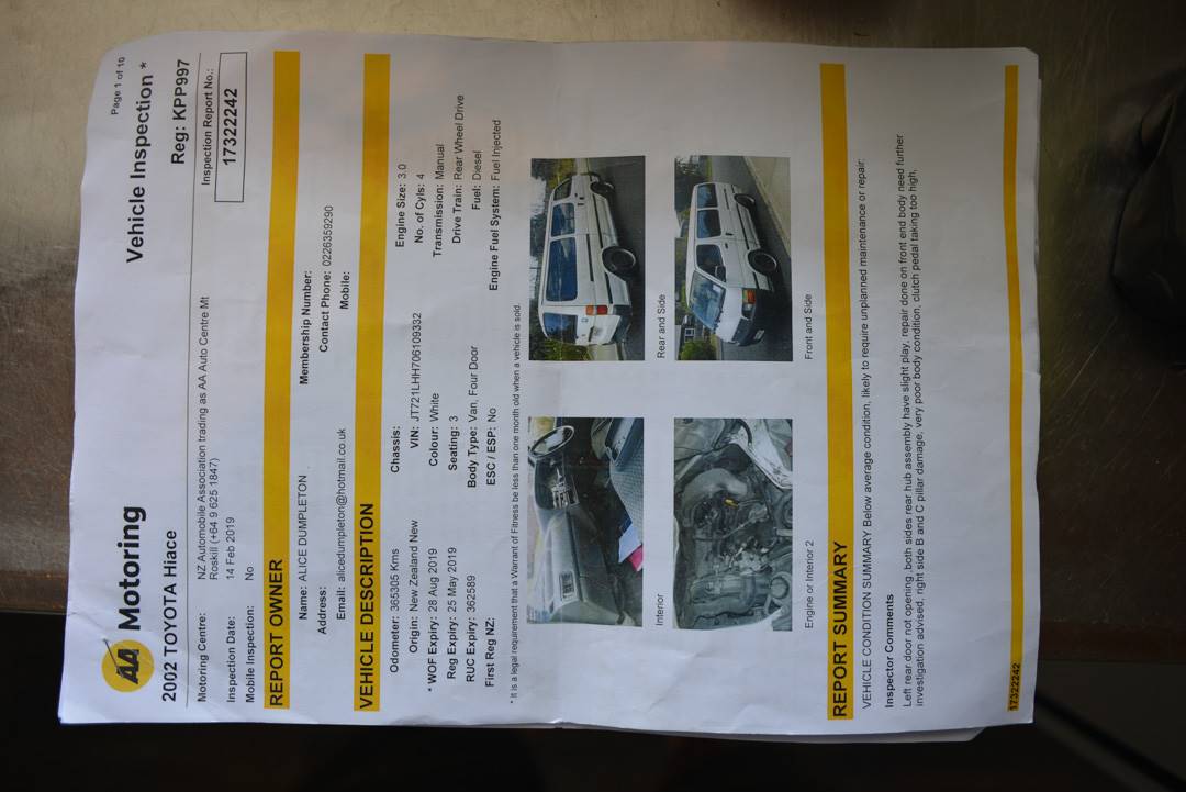 a pre purchase inspection when buying a campervan in New Zealand