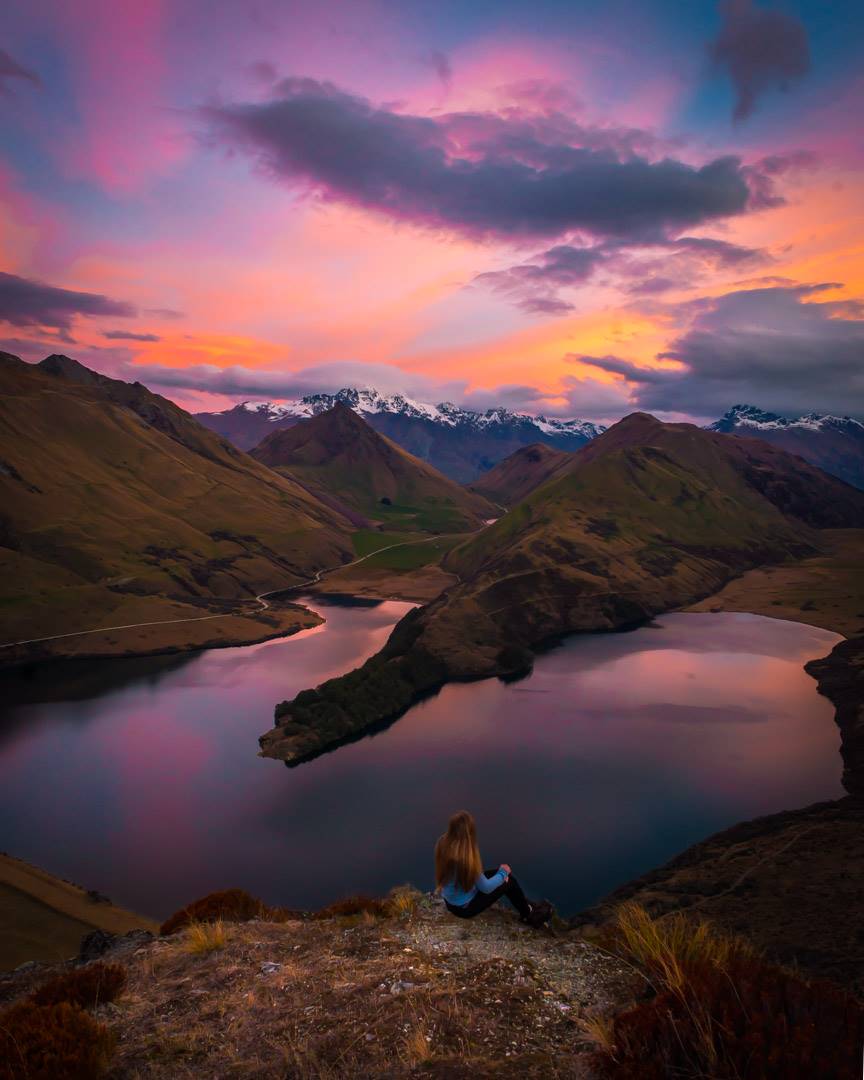 Moke Lake at sunset near Queenstown