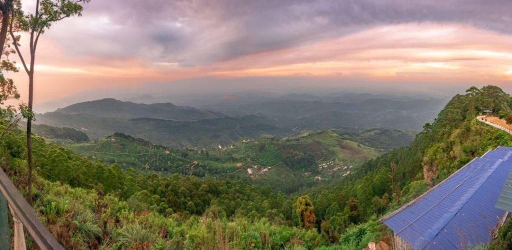 sunrise at litpons seat sri lanka. Panoramic image.