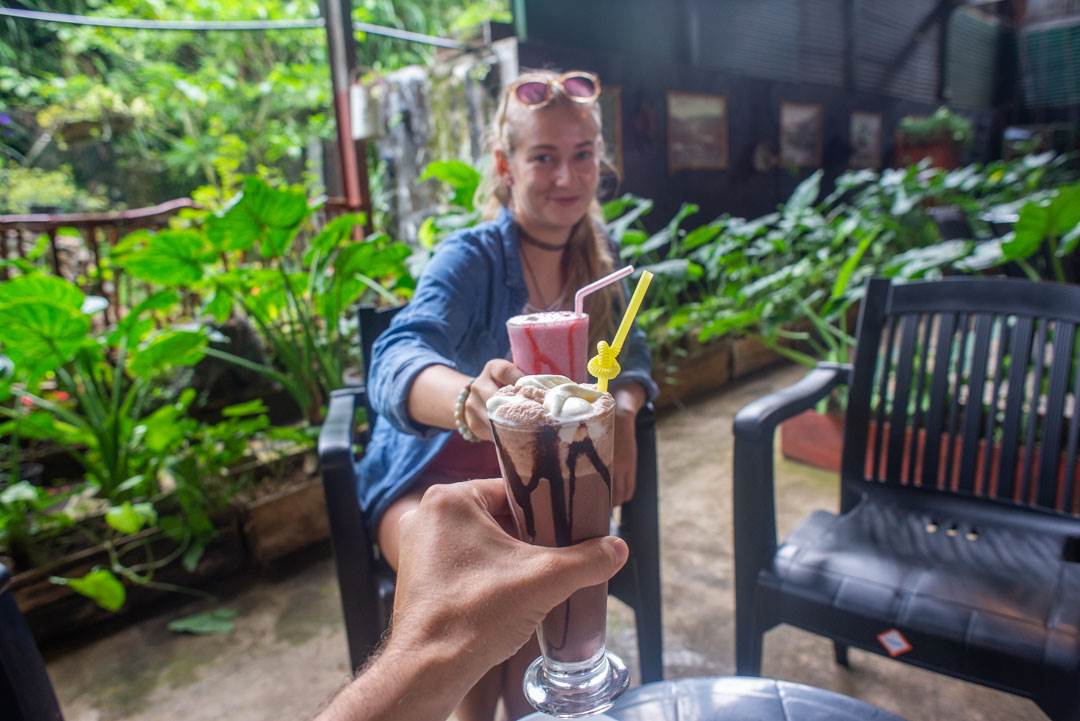 Stopping for a milkshake on the highway on the outskirts of Haputale Sri Lanka