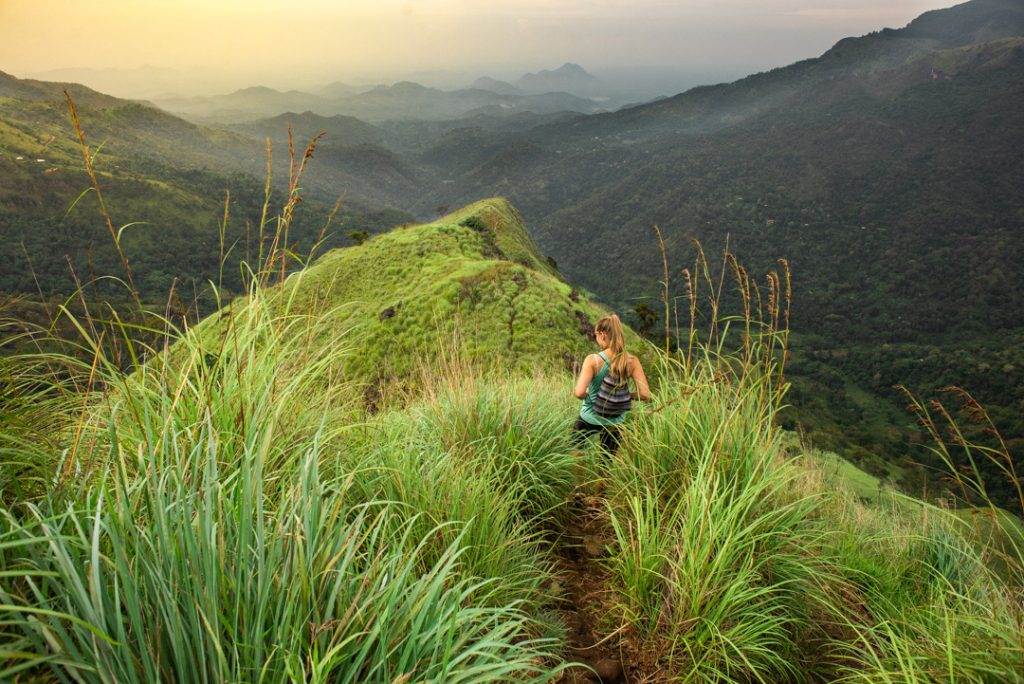 hiking on top of Little Adams Peak in Ella, Sri Lanka