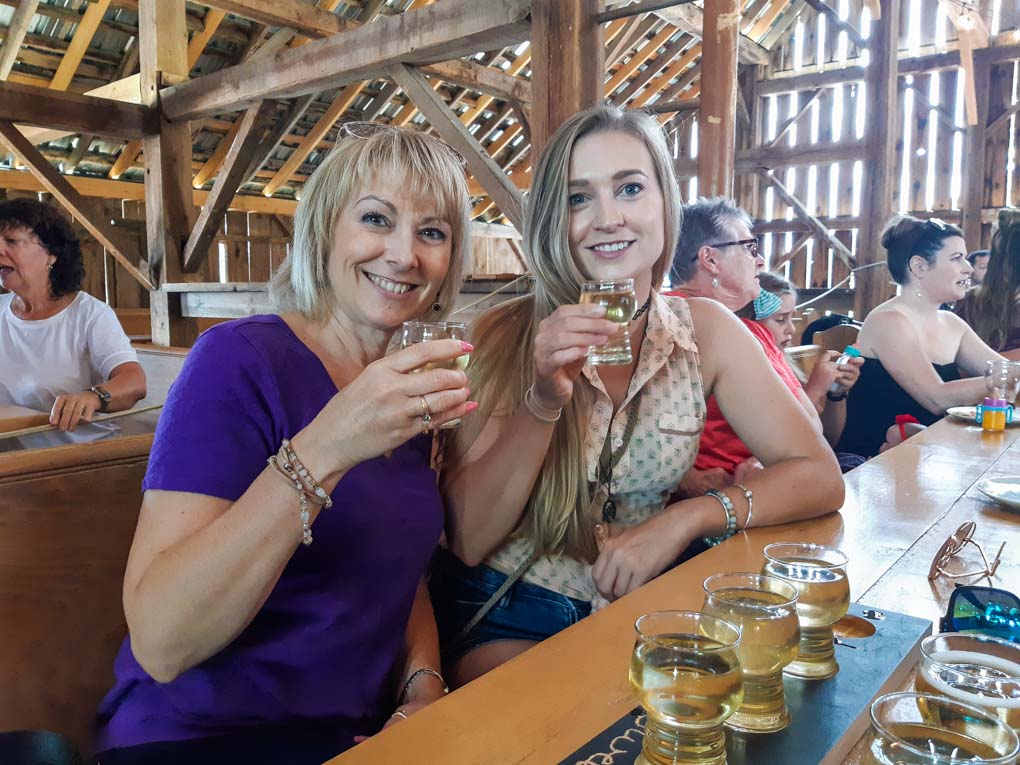 Bailey and her mum at Farmstrong Cider Company near Vernon, BC