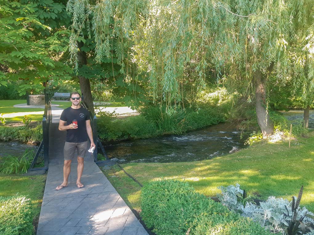 Daniel enjoys a Tim Hortons coffee in Polson Park