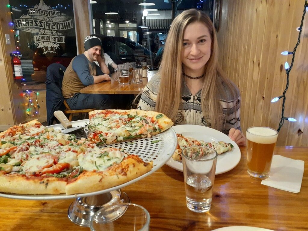 pizza at Niceo's pizzeria in Revelstoke, BC