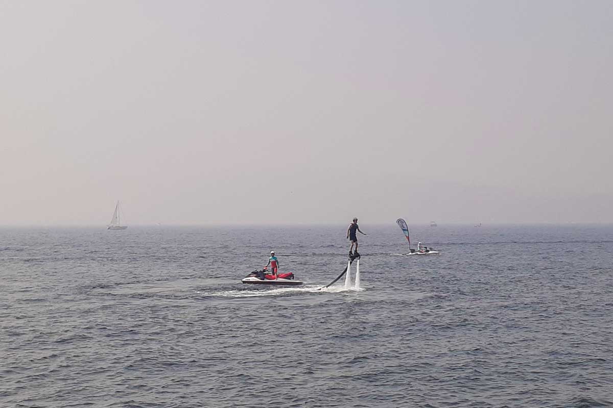 A person hydroflying in Kelowna, BC